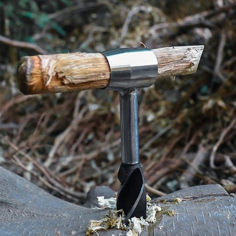 DYNWAVE Hand Auger Wrench and Outdoor Backpacking Bushcraft Gear and Equipment Wood Drill Peg and Manual Hole Maker Multitool for Camping